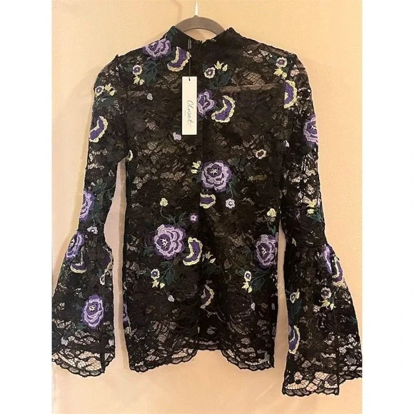 Closet London Women's Floral Lace High Neck Blouse Top Size 6 Steampunk Romantic - Picture 6 of 11
